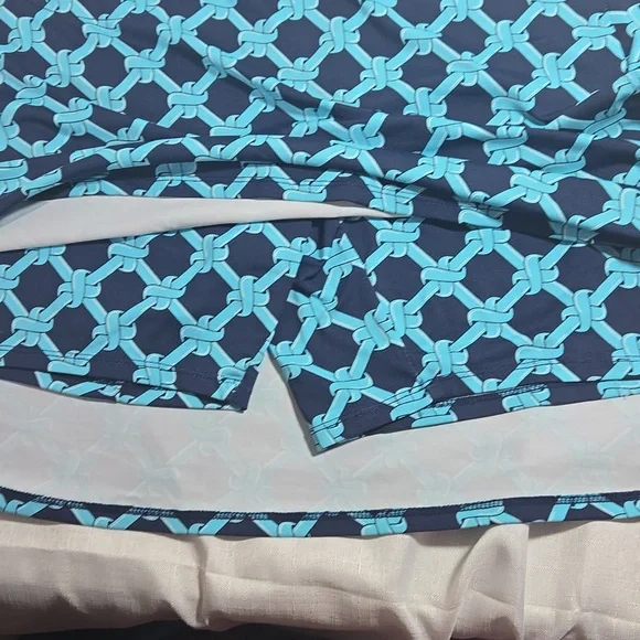 Lulu B Navy Blue Trellis Elegant Expressions Zip Skort XL Pockets UPF 50 - Picture 4 of 6